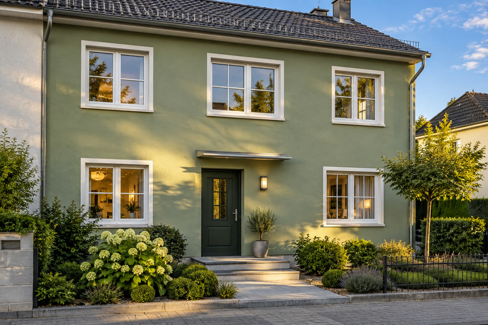 Frisch gestrichene Hausfassade (Beispielmotiv, KI-generiert)