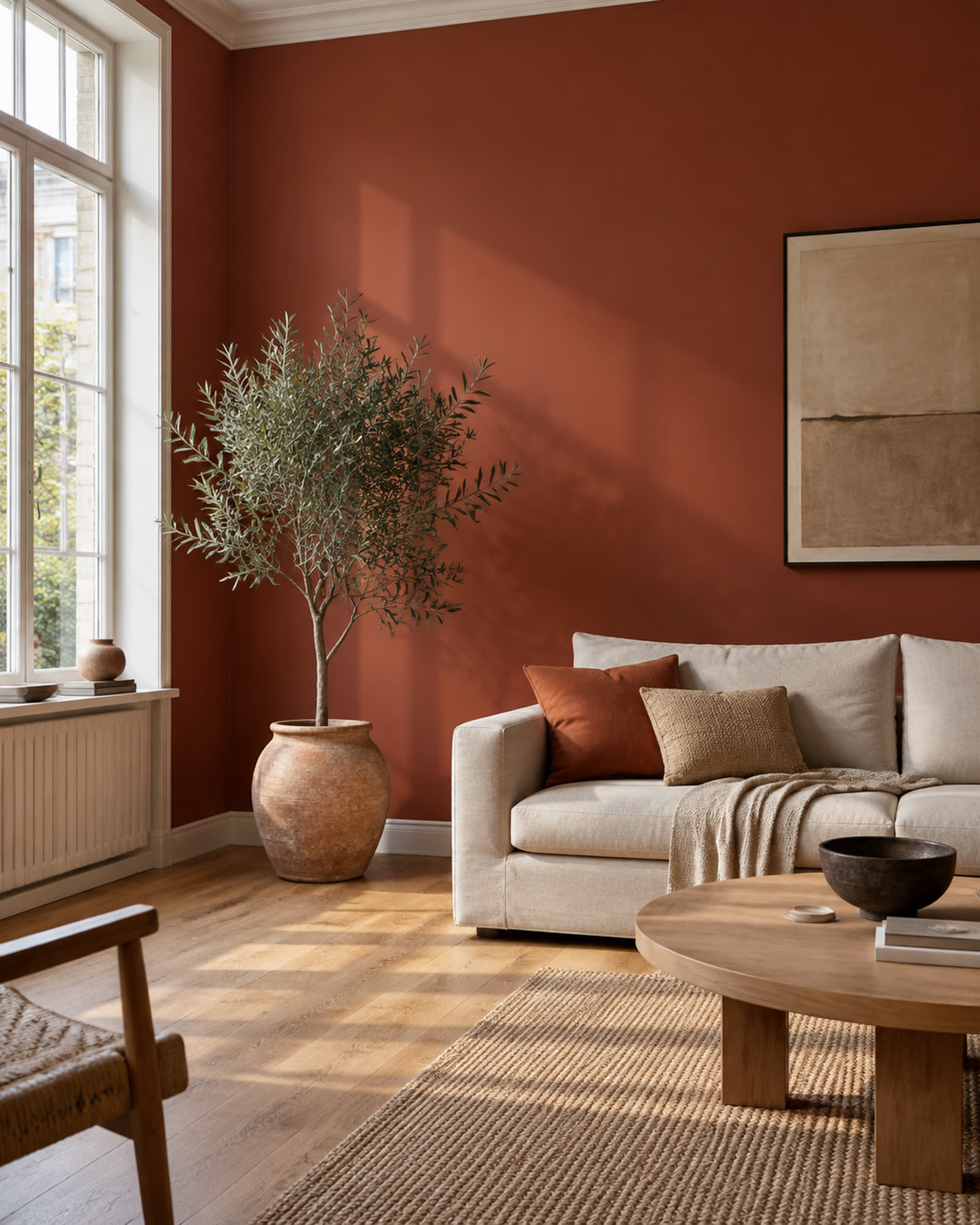 Wohnraum mit frisch gestrichener Wand (Beispielmotiv, KI-generiert)